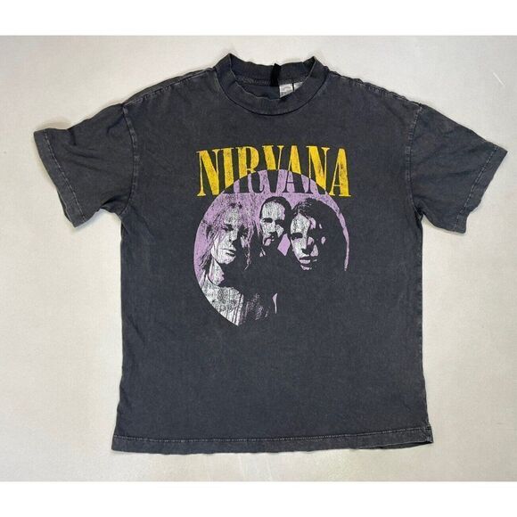 H&M Nirvana Graphic T-shirt Women XS Gray Short Sleeve Music - Picture 1 of 5